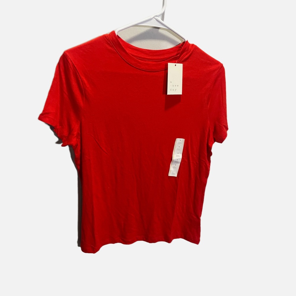 A New Day Womens Short Sleeve Crewneck T-Shirt Red Size S 018 00 5197